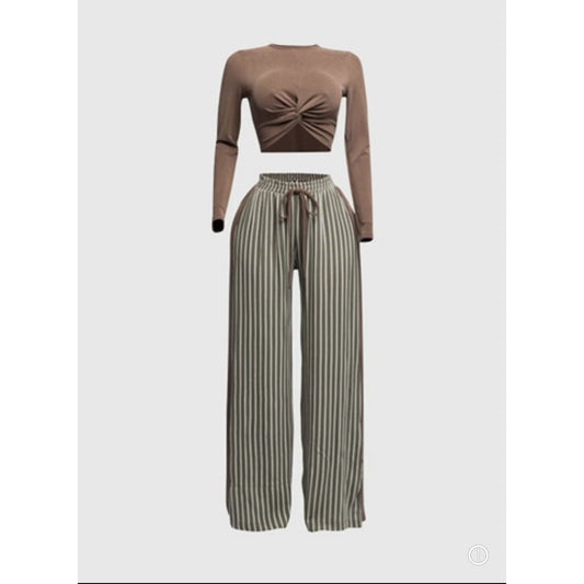 Long Sleeve Knotted Lounge Set | Curvy