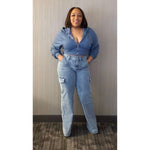 Load image into Gallery viewer, Acid Wash Denim Cargo Jeans
