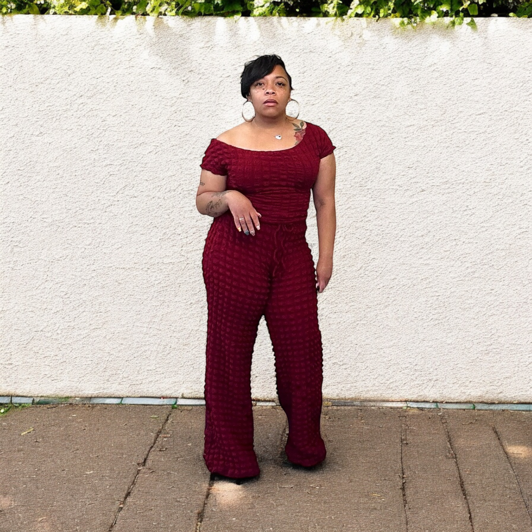 Popcorn Short Sleeve Pants Set