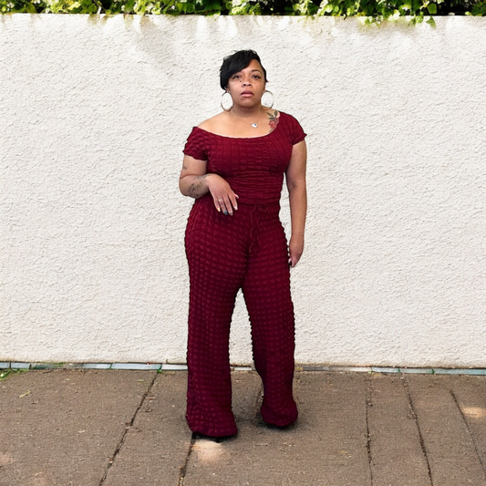 Popcorn Short Sleeve Pants Set