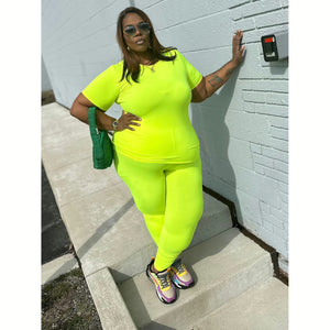 Short Sleeve 2pc Leggings Set (1X-3X)